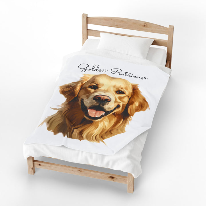 Golden Retriever Dog Face Velveteen Plush Blanket | Cozy Pet Lover Throw - Embellish by Jackie - Handmade Greeting Cards