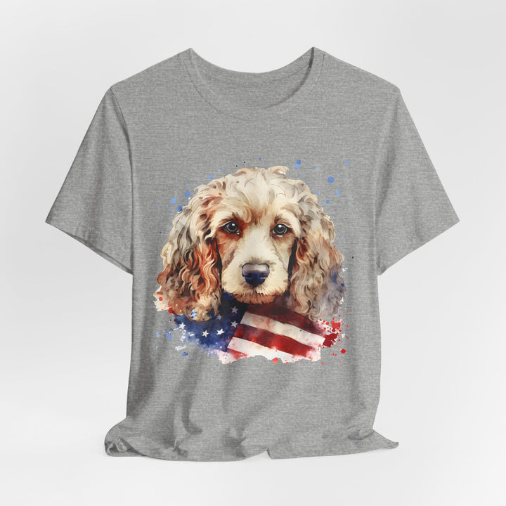 Tan Cocker Spaniel with American Flag T-Shirt | Dog Lover Tee - Embellish by Jackie - Handmade Greeting Cards