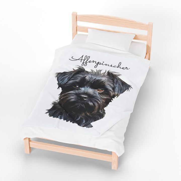 Affenpinscher Velveteen Plush Blanket with White Background - 3 Sizes available cozy throw dog lover - Pet mom gift