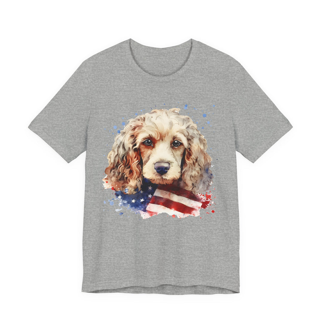 Tan Cocker Spaniel with American Flag T-Shirt | Dog Lover Tee - Embellish by Jackie - Handmade Greeting Cards