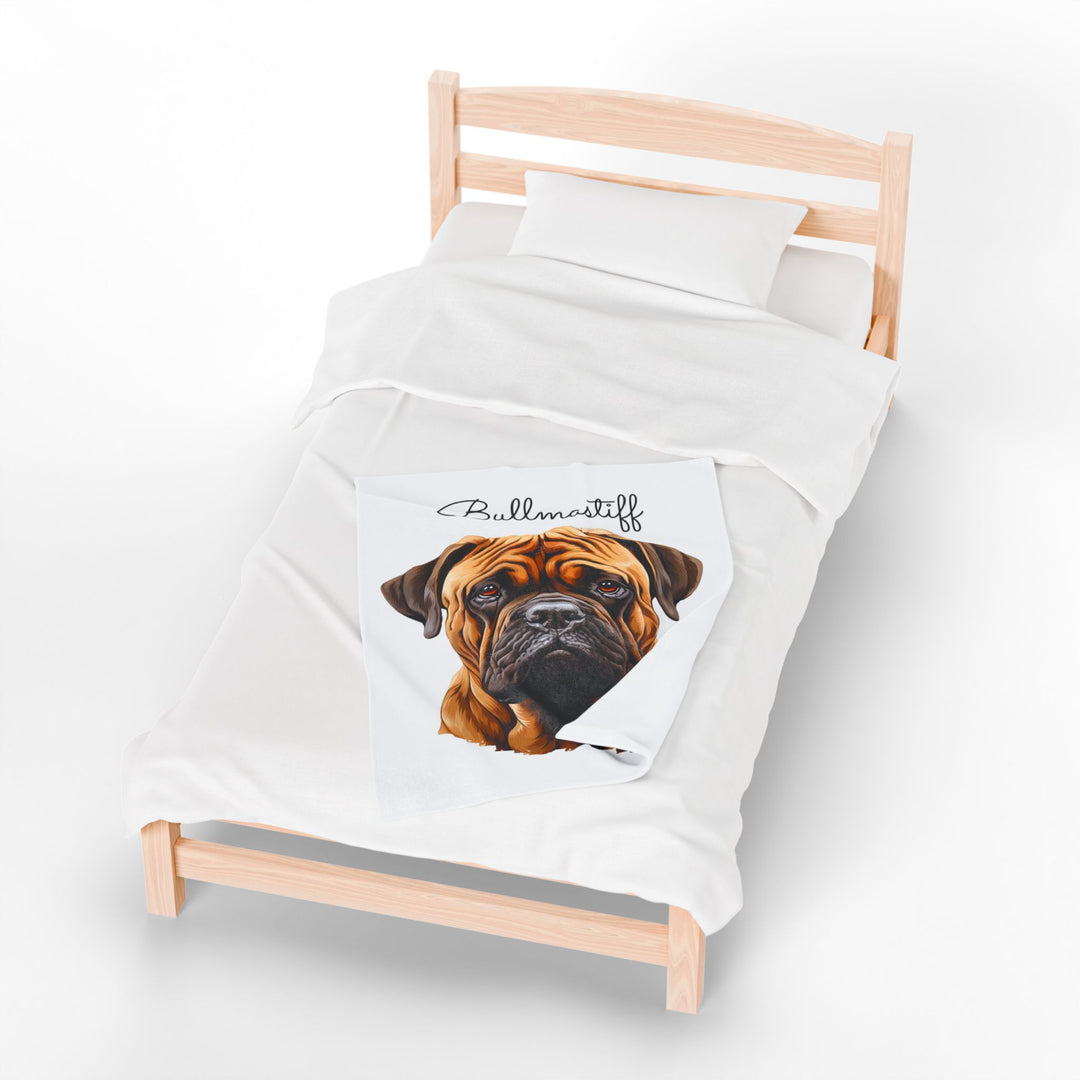 Bullmastiff Velveteen Plush Blanket with White Background - 3 Sizes available cozy throw dog lover - Pet mom gift
