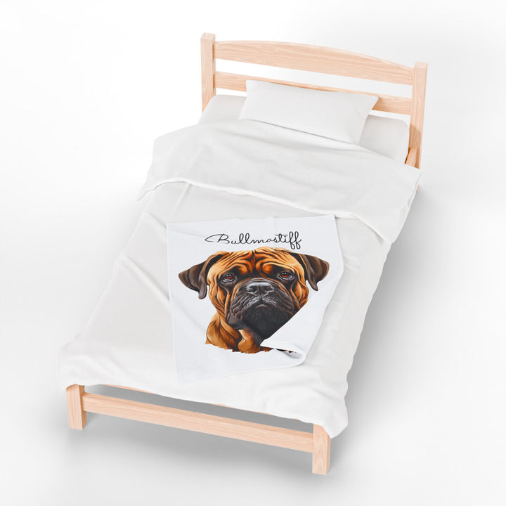 Bullmastiff Velveteen Plush Blanket with White Background - 3 Sizes available cozy throw dog lover - Pet mom gift