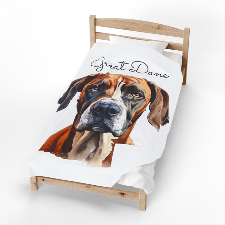 Fawn and White Great Dane Face Velveteen Plush Blanket - Embellish by Jackie - Handmade Greeting Cards