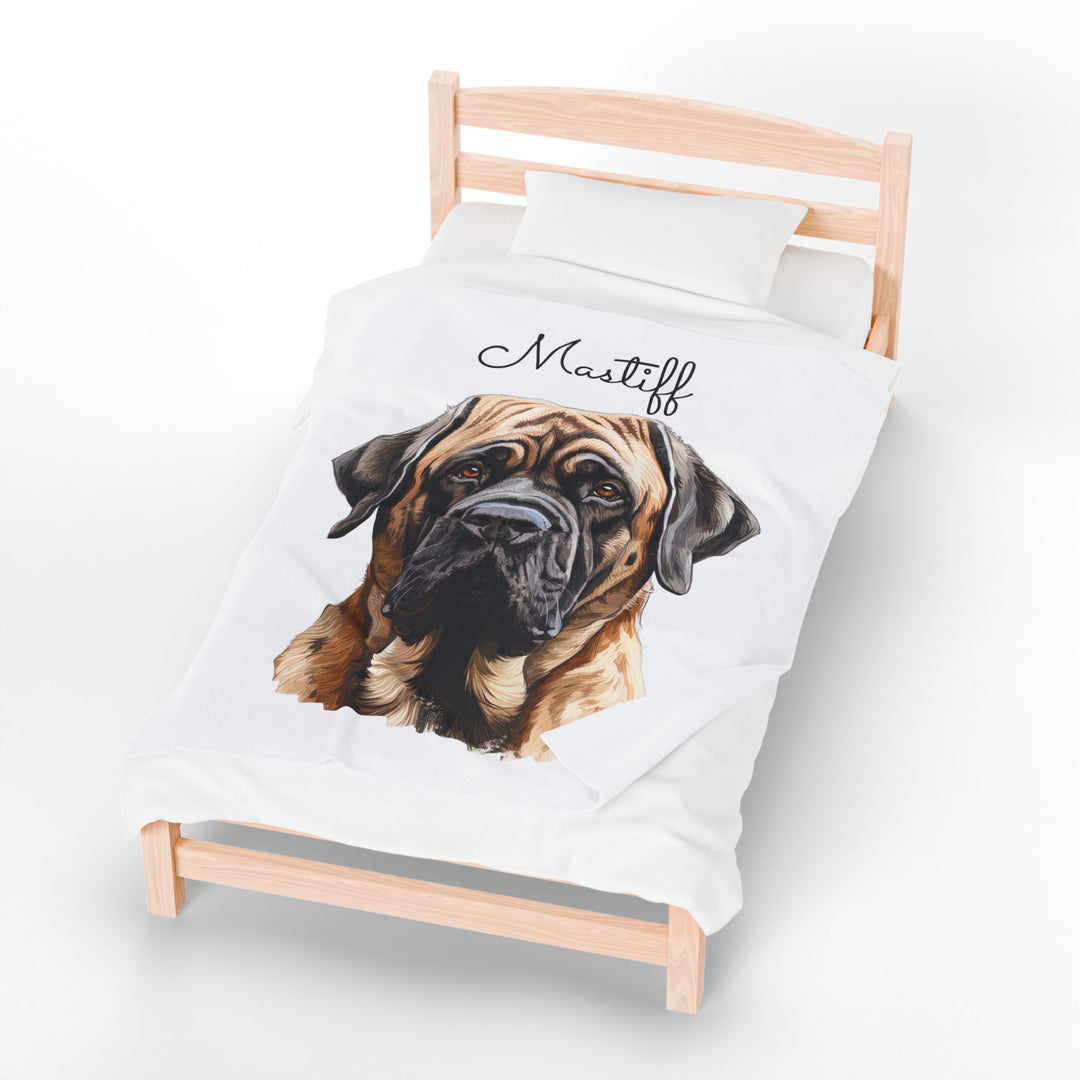 English Mastiff Velveteen Plush Blanket with White Background - 3 Sizes available cozy throw dog lover - Pet mom gift