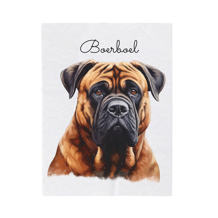 Boerboel Velveteen Plush Blanket with White Background - 3 Sizes available cozy throw dog lover - Pet mom gift