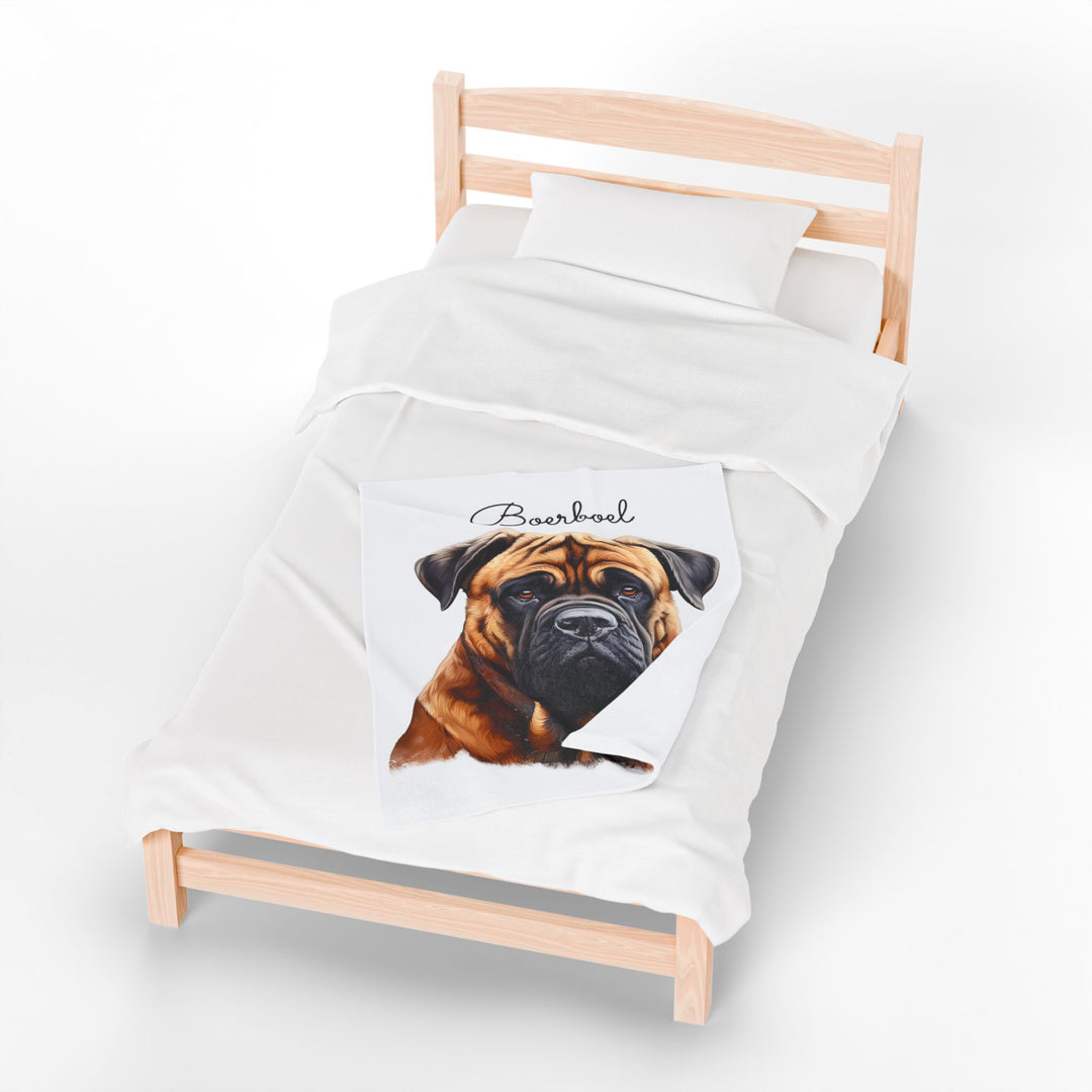 Boerboel Velveteen Plush Blanket with White Background - 3 Sizes available cozy throw dog lover - Pet mom gift