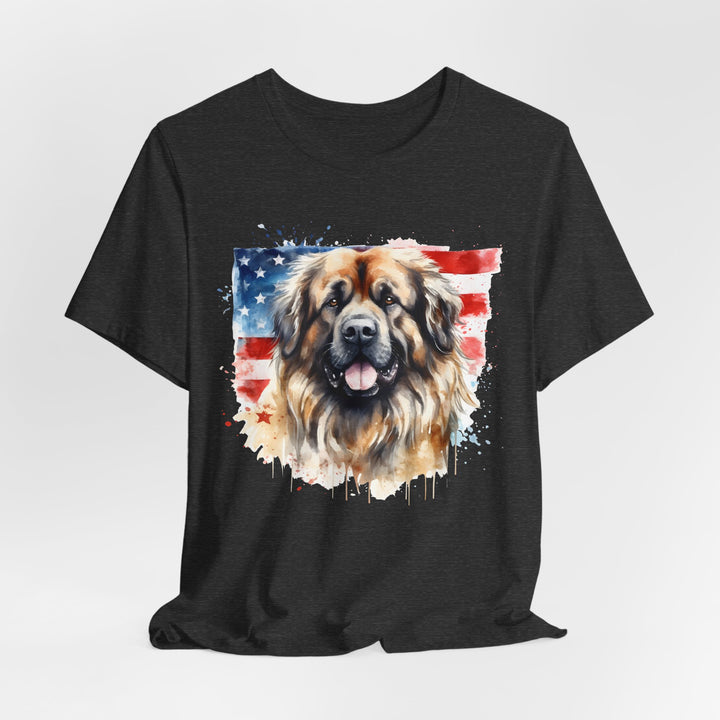 Leonberger Dog with American Flag T-Shirt | Patriotic Leonberger Tee - Embellish by Jackie - Handmade Greeting Cards