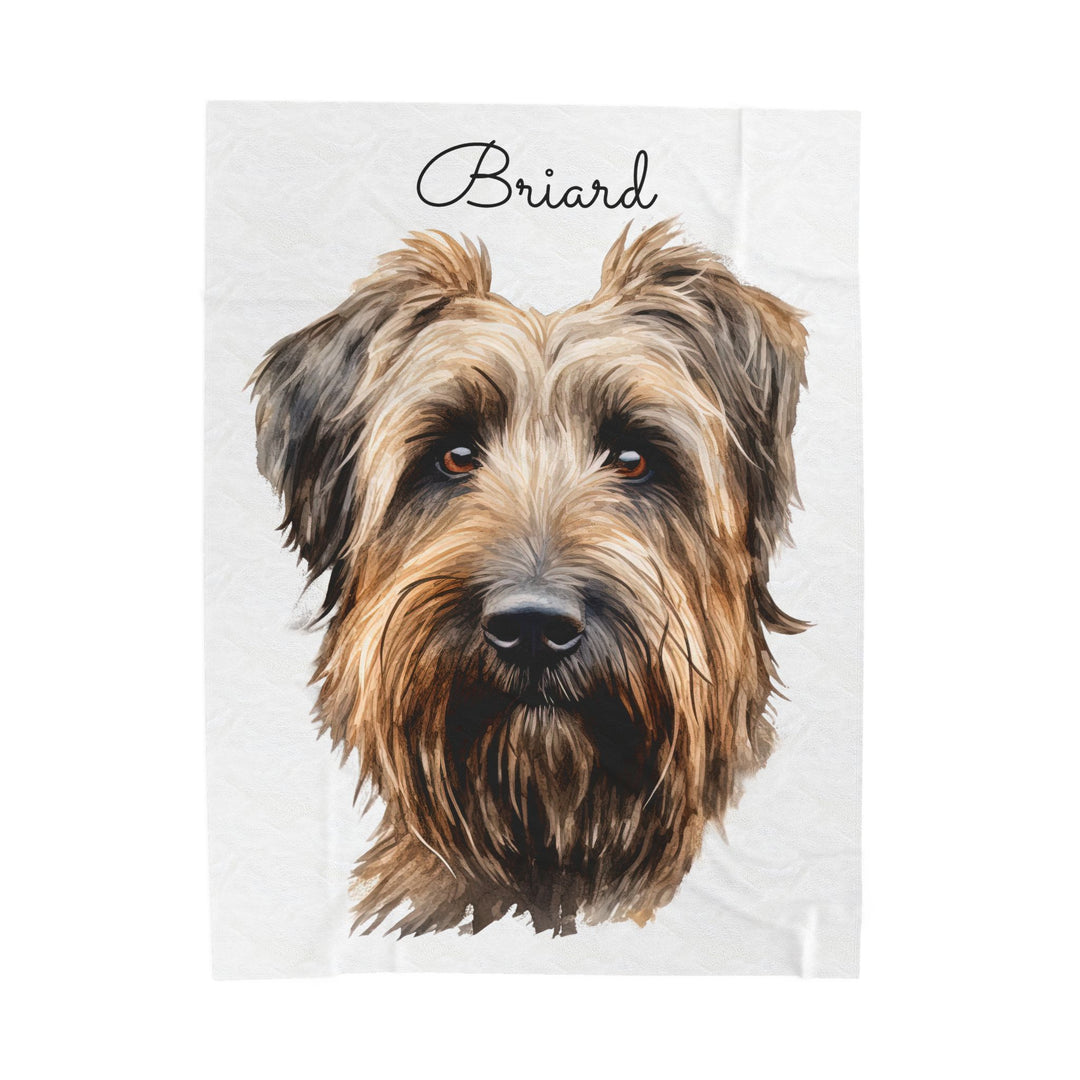 Briard Velveteen Plush Blanket with White Background - 3 Sizes available cozy throw dog lover - Pet mom gift