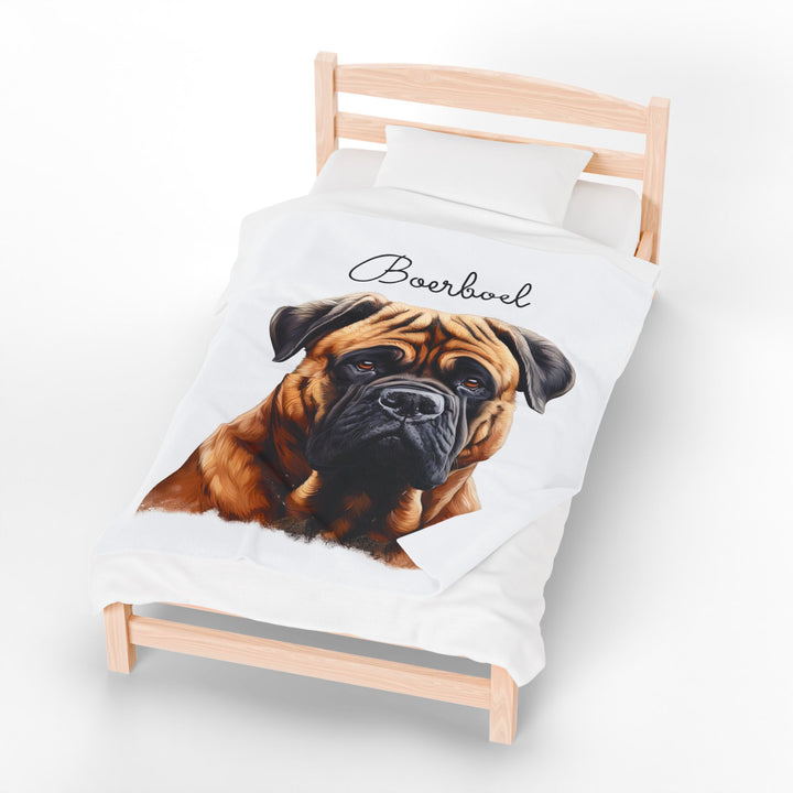 Boerboel Velveteen Plush Blanket with White Background - 3 Sizes available cozy throw dog lover - Pet mom gift