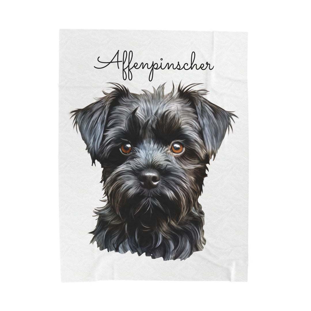 Affenpinscher Velveteen Plush Blanket with White Background - 3 Sizes available cozy throw dog lover - Pet mom gift