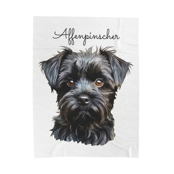Affenpinscher Velveteen Plush Blanket with White Background - 3 Sizes available cozy throw dog lover - Pet mom gift