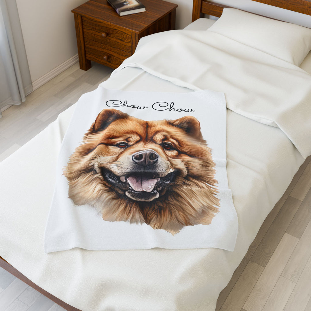 Chow Chow Velveteen Plush Blanket with White Background - 3 Sizes available cozy throw dog lover - Pet mom gift