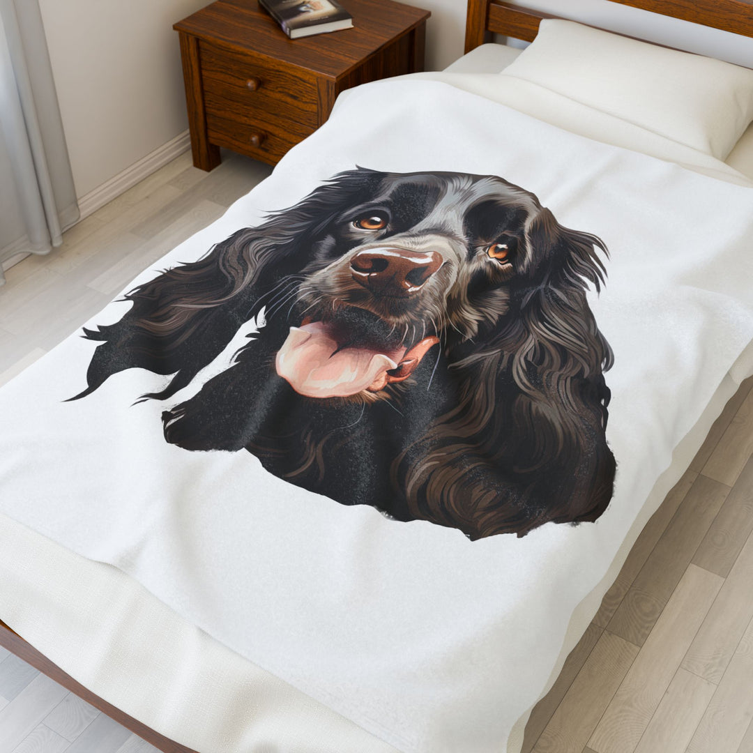 Chocolate Brown Cocker Spaniel Face Velveteen Plush Blanket - Embellish by Jackie - Handmade Greeting Cards