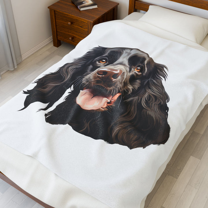 Chocolate Brown Cocker Spaniel Face Velveteen Plush Blanket - Embellish by Jackie - Handmade Greeting Cards