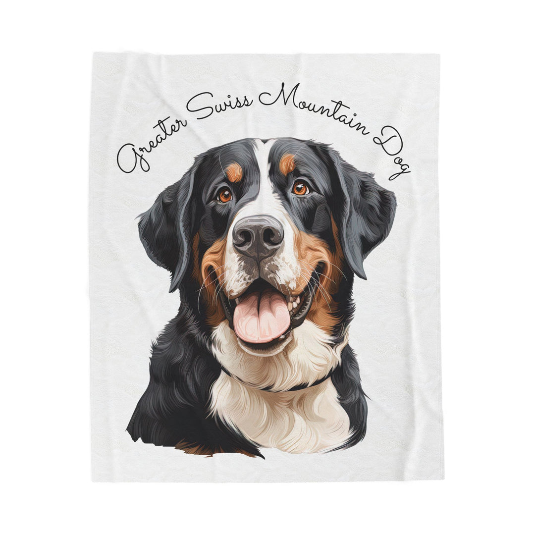 Greater Swiss Mountain Dog Face Velveteen Plush Blanket — Cozy Dog Portrait Throw - Embellish by Jackie - Handmade Greeting Cards