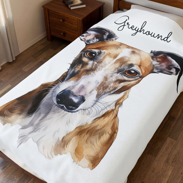 Greyhound dog velveteen plush blanket | cozy fleece throw - Embellish by Jackie - Handmade Greeting Cards