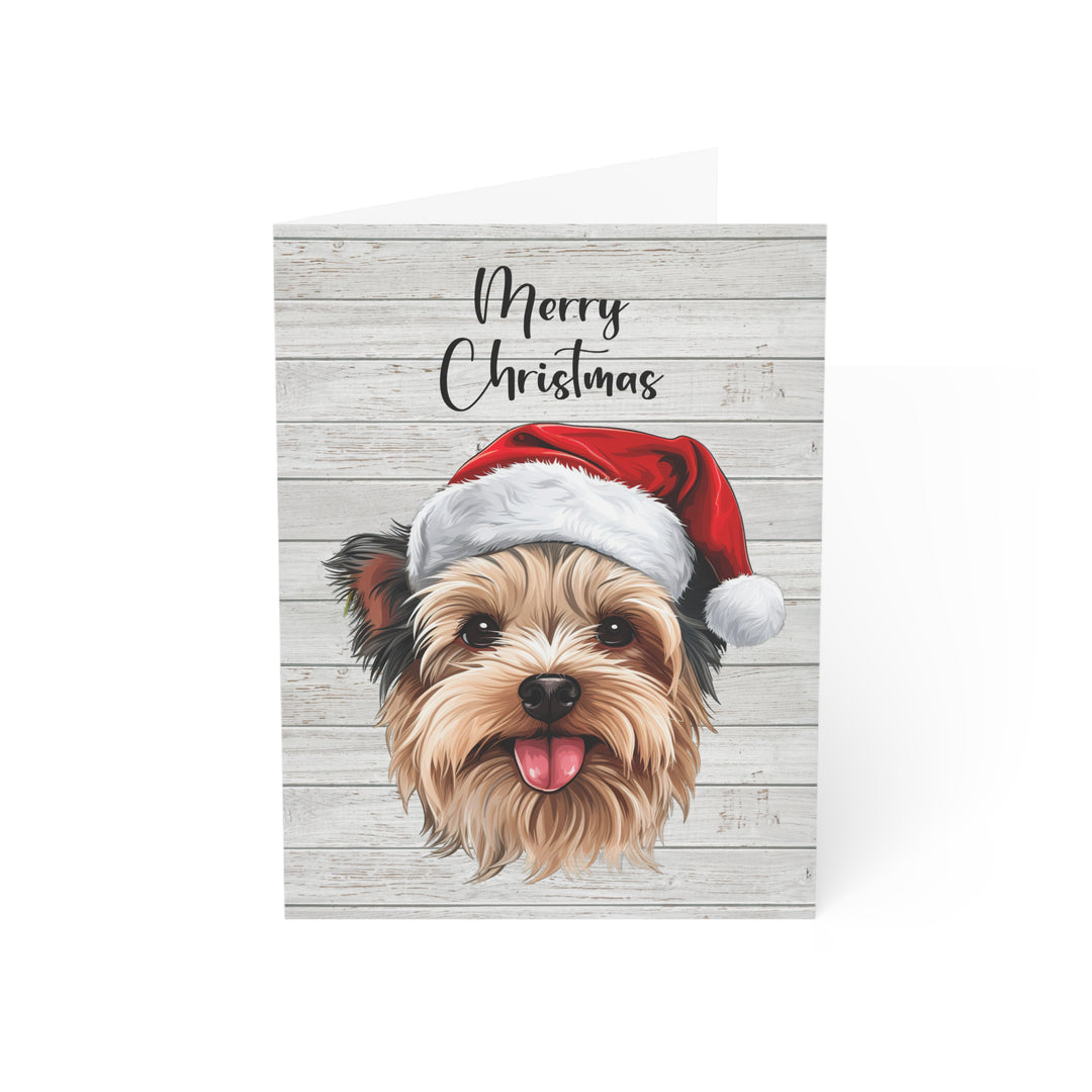Yorkshire Terrier (short haired) Christmas Greeting Cards | Cute Yorkie Dog with Santa Hat | Multiple Sizes and Quantities | Merry Christmas Blank Inside