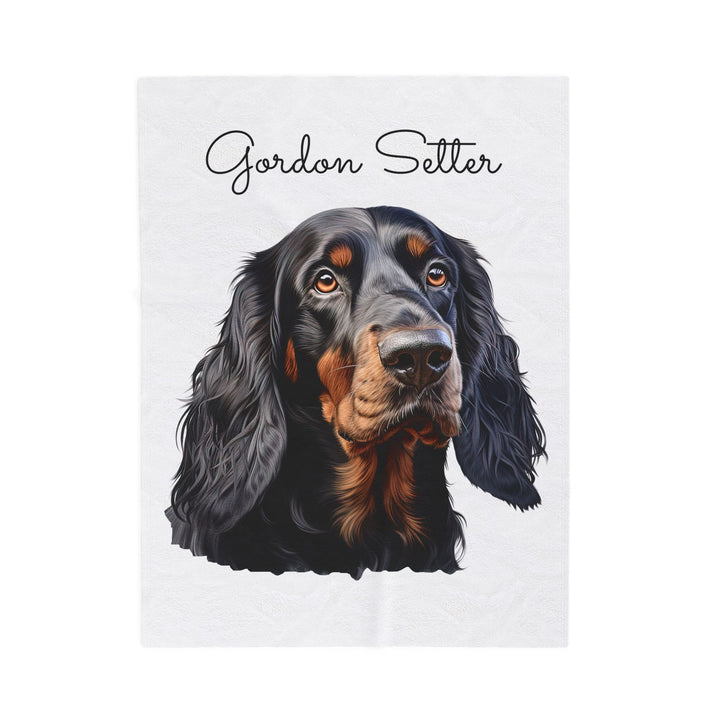 Gordon Setter Dog Face Velveteen Plush Blanket | Cozy Pet Portrait Throw - Embellish by Jackie - Handmade Greeting Cards