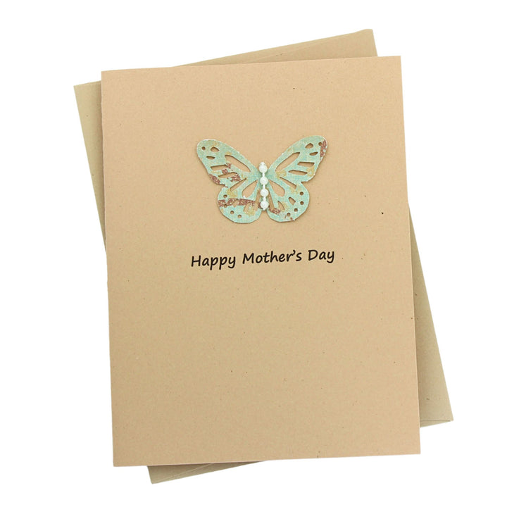 Butterfly Mother's Day Card - Kraft Brown Handmade Card for Mother's Day - Mother's Day Greeting