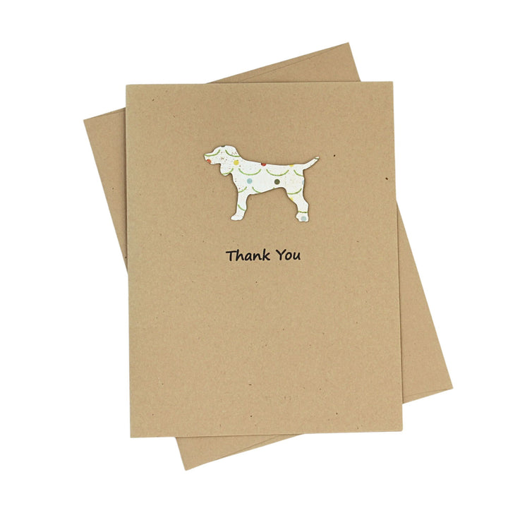 Standard Dog Thank You Notecard | Handmade Generic Dog Thank You Greeting Card | Black Brown Yellow Dog | Single Card and Envelope | Limited Quantity