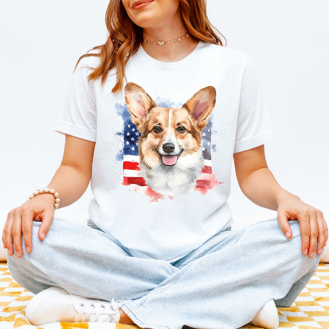 Pembroke Welsh Corgi Patriotic 4th of July T-Shirt - Embellish by Jackie - Handmade Greeting Cards