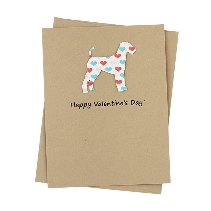 Airedale Terrier Irish Terrier Lakeland Terrier Dog Valentines Day Greeting Card 10 Pack - Colored Heart Pattern