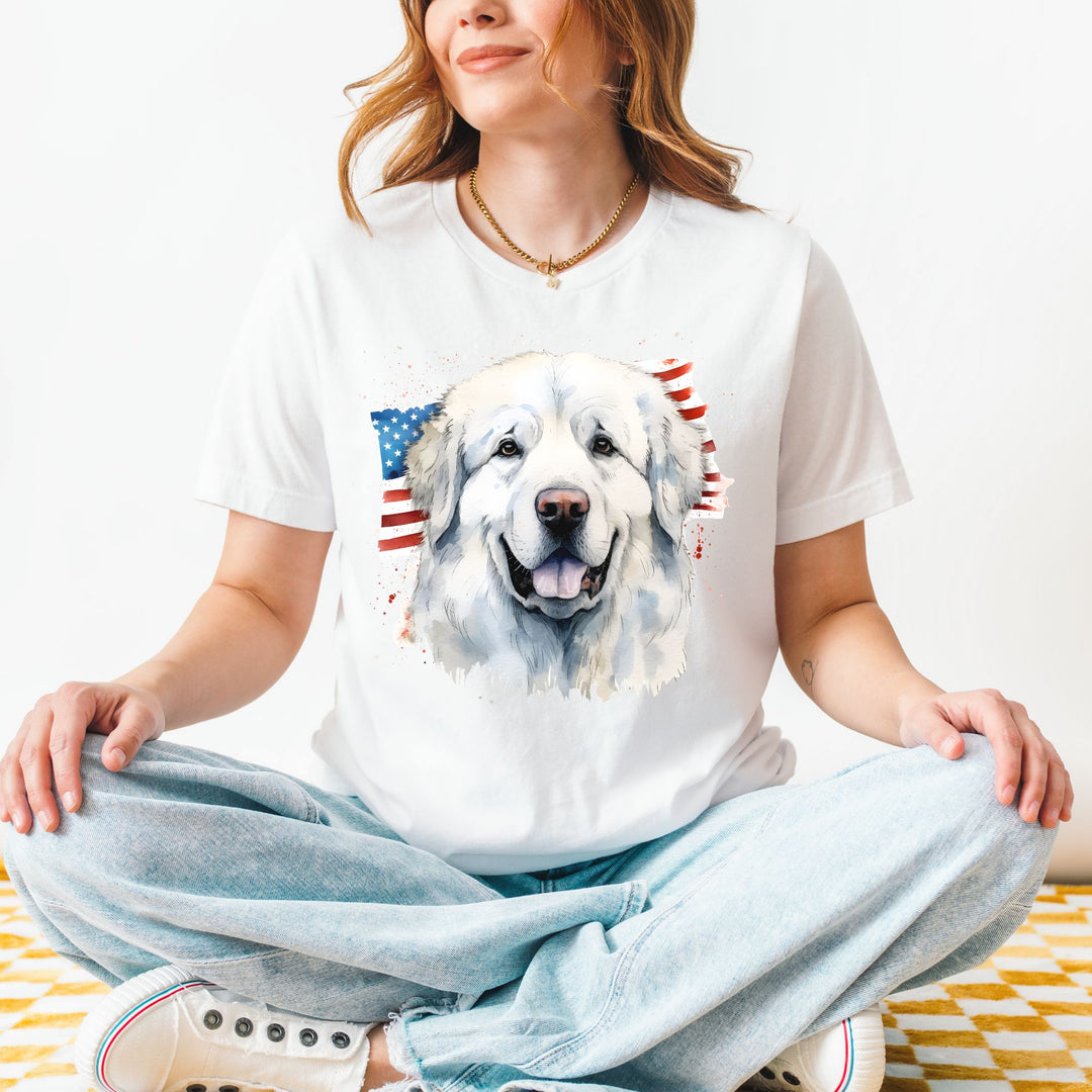 Great Pyrenees American Flag T-Shirt - Embellish by Jackie - Handmade Greeting Cards