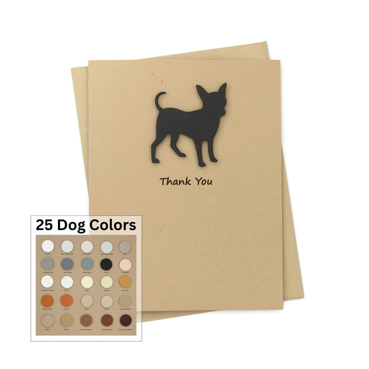 Smooth Coat Chihuahua Thank You Card | Handmade Black Dog Notecards | Single - 10 Pack | Choose Inside | Chi-chi - Embellish by Jackie - Handmade Greeting Cards