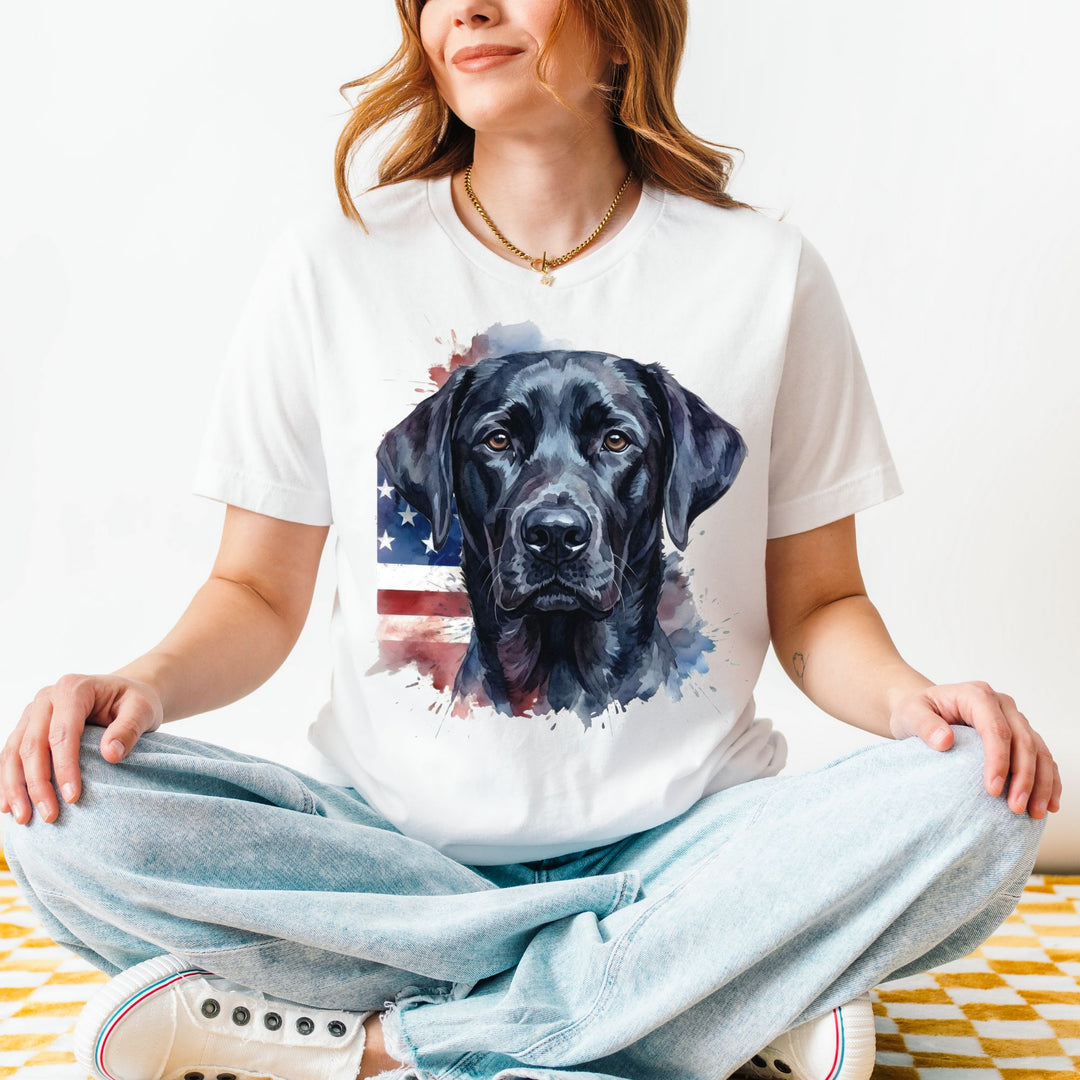 American Flag Black Labrador Retriever T-Shirt | Patriotic Dog Tee
