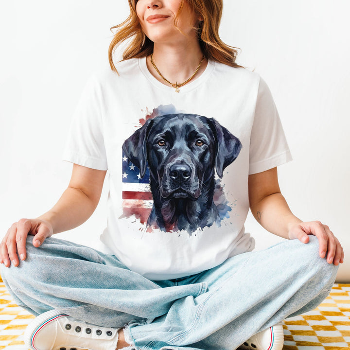 American Flag Black Labrador Retriever T-Shirt | Patriotic Dog Tee