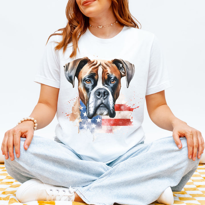 Boxer Patriotic 4th of July American Flag T-shirt Bella Canvas Multiple Colors - Embellish by Jackie - Handmade Greeting Cards