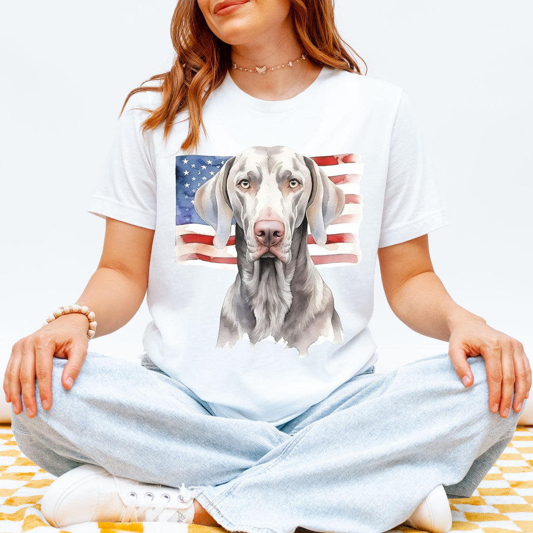 Weimaraner Dog Patriotic T-Shirt | American Flag Tee - Embellish by Jackie - Handmade Greeting Cards