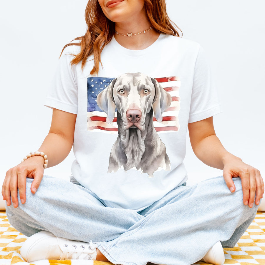 Weimaraner Dog Patriotic T-Shirt | American Flag Tee - Embellish by Jackie - Handmade Greeting Cards