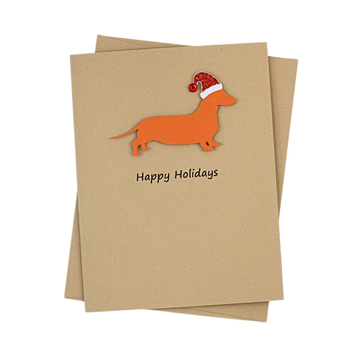Smooth Dachshund Christmas Card | Single or Pack of 10 | 25 Dog Colors | Choose Phrase - Embellish by Jackie - Handmade Greeting Cards