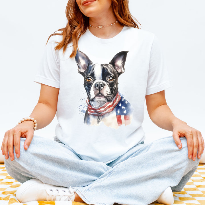 Boston Terrier Patriotic 4th of July T-Shirt - Bella Canvas - Embellish by Jackie - Handmade Greeting Cards