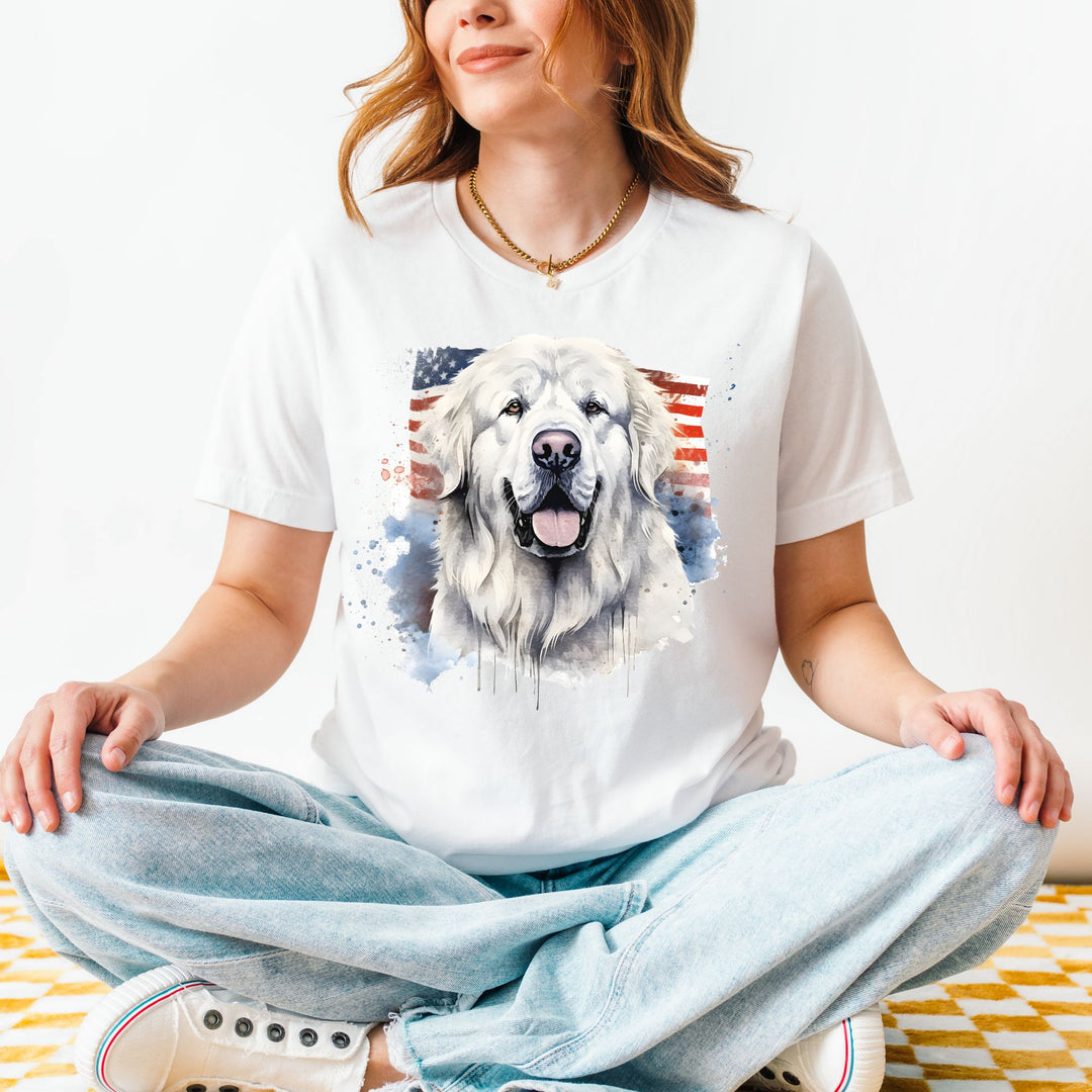 Great Pyrenees American Flag Watercolor Tee | Dog Patriotic Shirt - Embellish by Jackie - Handmade Greeting Cards