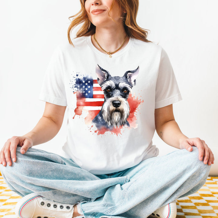 Patriotic Miniature Schnauzer Tee | Gray Schnauzer Dog Shirt - Embellish by Jackie - Handmade Greeting Cards