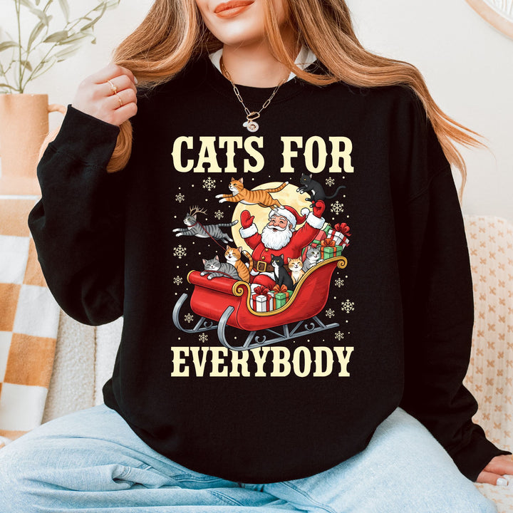 Cats For Everybody Christmas Sweatshirt – Santa & Cat Holiday Crewneck - Embellish by Jackie - Handmade Greeting Cards