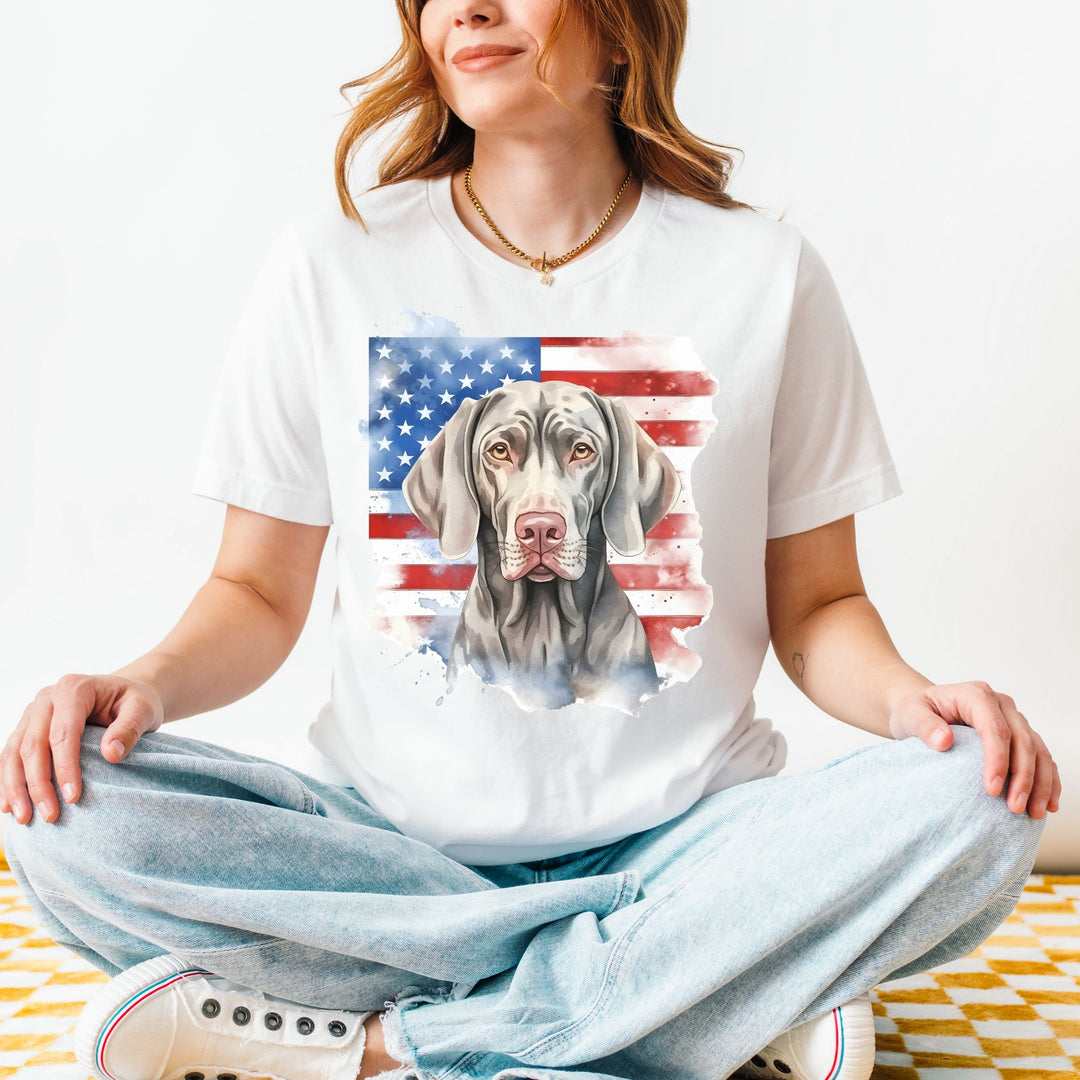 Weimaraner American Flag Tee | Weimaraner Dog Shirt - Embellish by Jackie - Handmade Greeting Cards