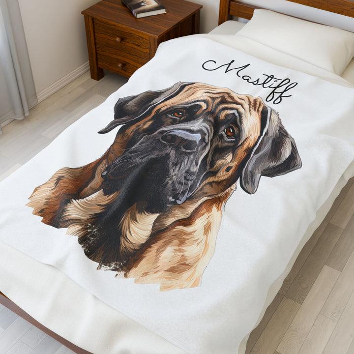 English Mastiff Velveteen Plush Blanket with White Background - 3 Sizes available cozy throw dog lover - Pet mom gift