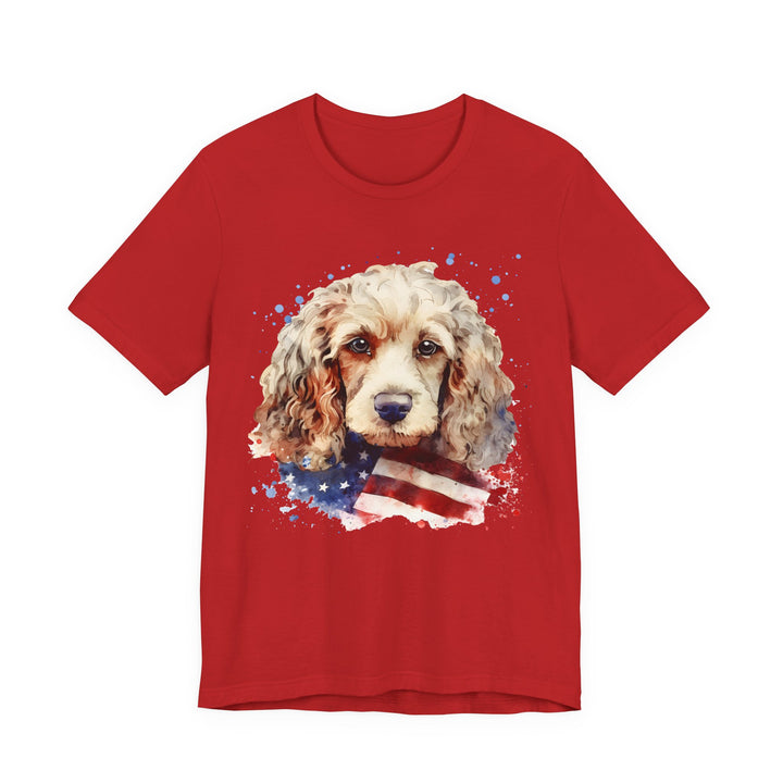 Tan Cocker Spaniel with American Flag T-Shirt | Dog Lover Tee - Embellish by Jackie - Handmade Greeting Cards