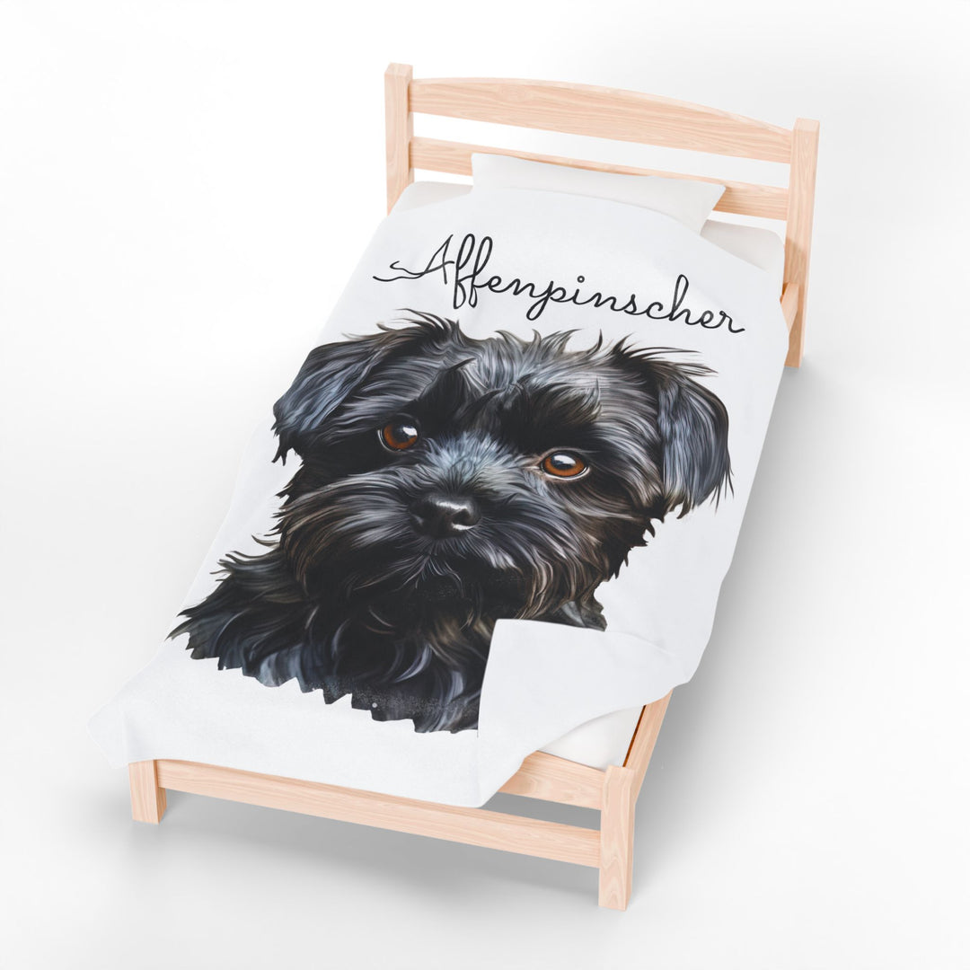 Affenpinscher Velveteen Plush Blanket with White Background - 3 Sizes available cozy throw dog lover - Pet mom gift