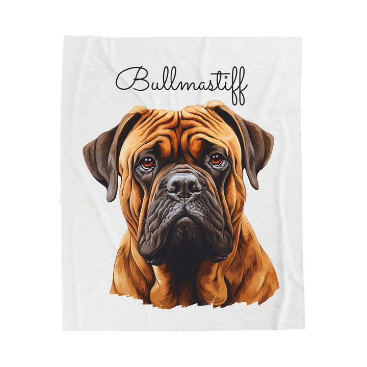 Bullmastiff Velveteen Plush Blanket with White Background - 3 Sizes available cozy throw dog lover - Pet mom gift