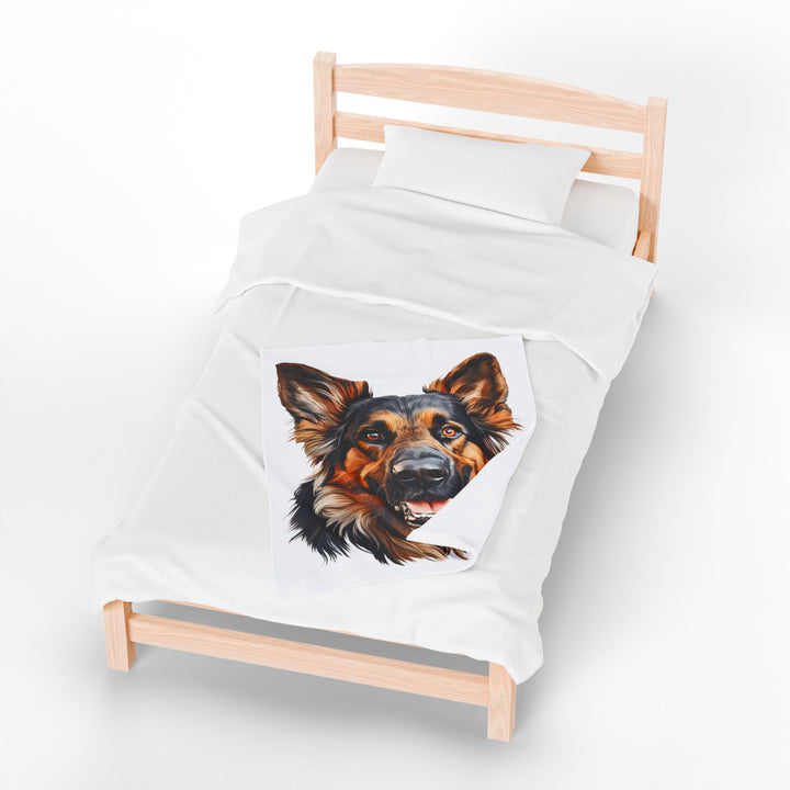 German Shepherd Dog Face Velveteen Plush Blanket - Embellish by Jackie - Handmade Greeting Cards