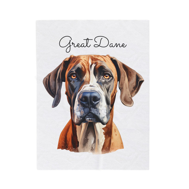Fawn and White Great Dane Face Velveteen Plush Blanket - Embellish by Jackie - Handmade Greeting Cards