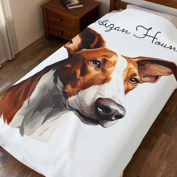 Ibizan Hound Portrait Velveteen Plush Blanket | Dog Lover Throw