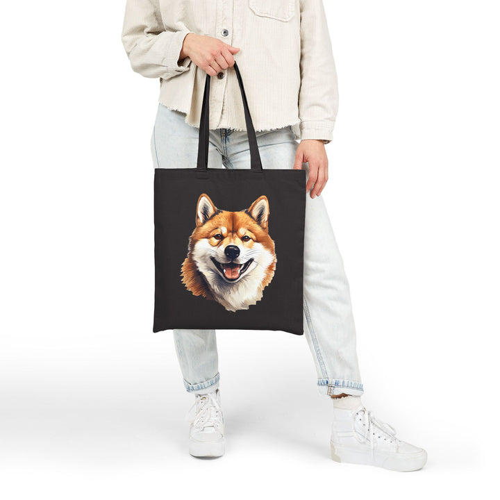 Adorable Shiba Inu Dog Cotton Canvas Tote Bag, Eco-Friendly Shopping Bag, Dog Lover Gift, Pet Tote, Cute Grocery Bag