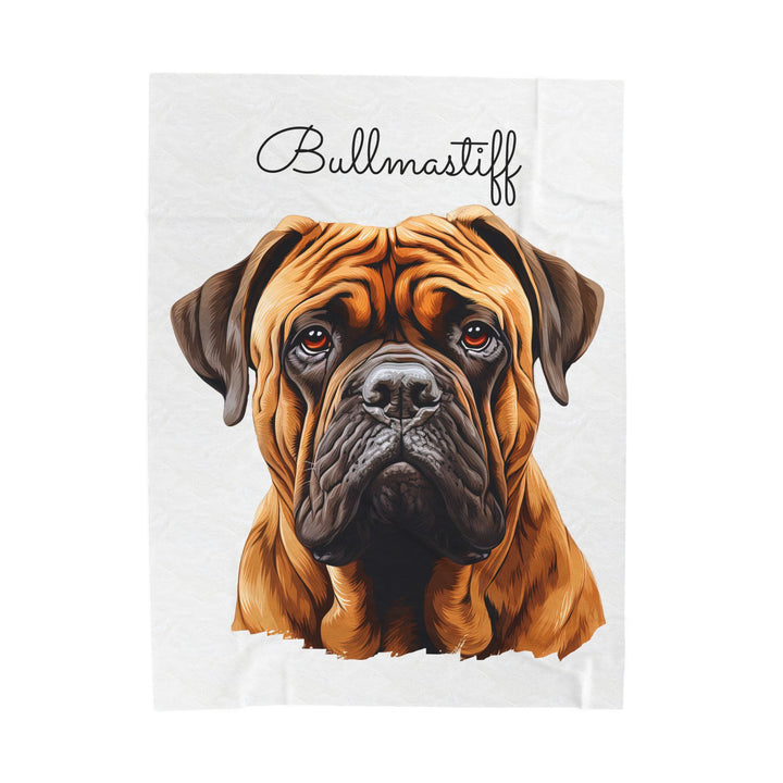 Bullmastiff Velveteen Plush Blanket with White Background - 3 Sizes available cozy throw dog lover - Pet mom gift
