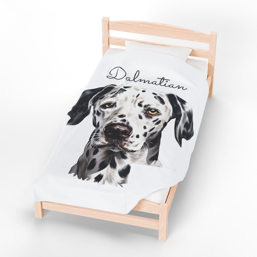 Dalmatian Velveteen Plush Blanket with White Background - 3 Sizes available cozy throw dog lover - Pet mom gift