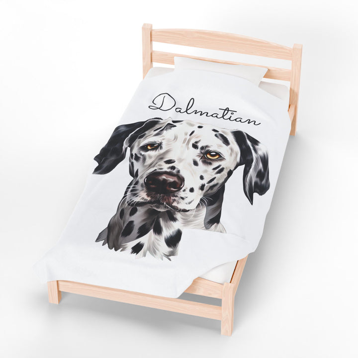 Dalmatian Velveteen Plush Blanket with White Background - 3 Sizes available cozy throw dog lover - Pet mom gift